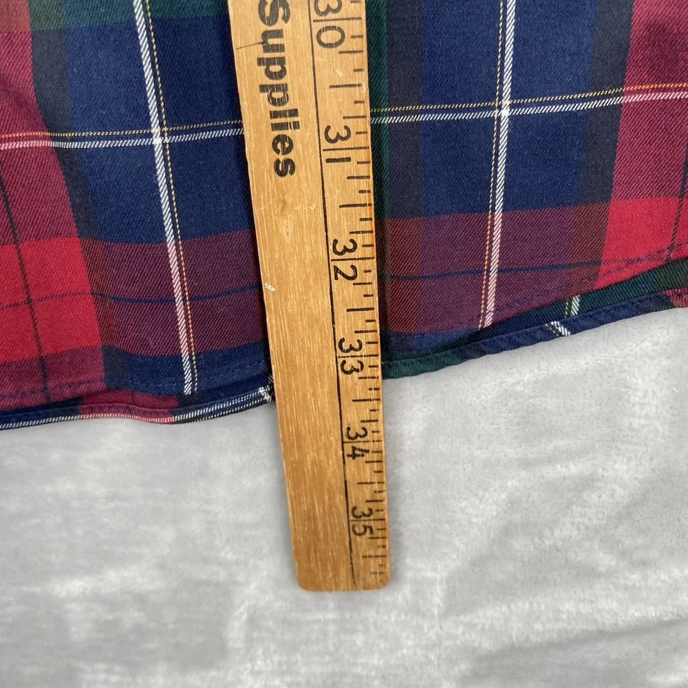 L.L. Bean Shirt Mens Large Tall Button Down Merino Wool Cotton Plaid Long Sleeve